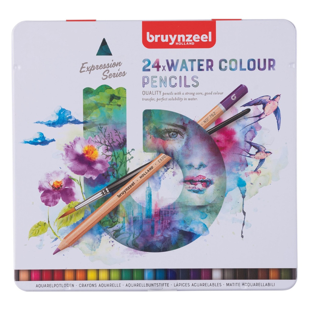 Lápices Acuarelables Bruynzeel + Pincel (24 Colores)