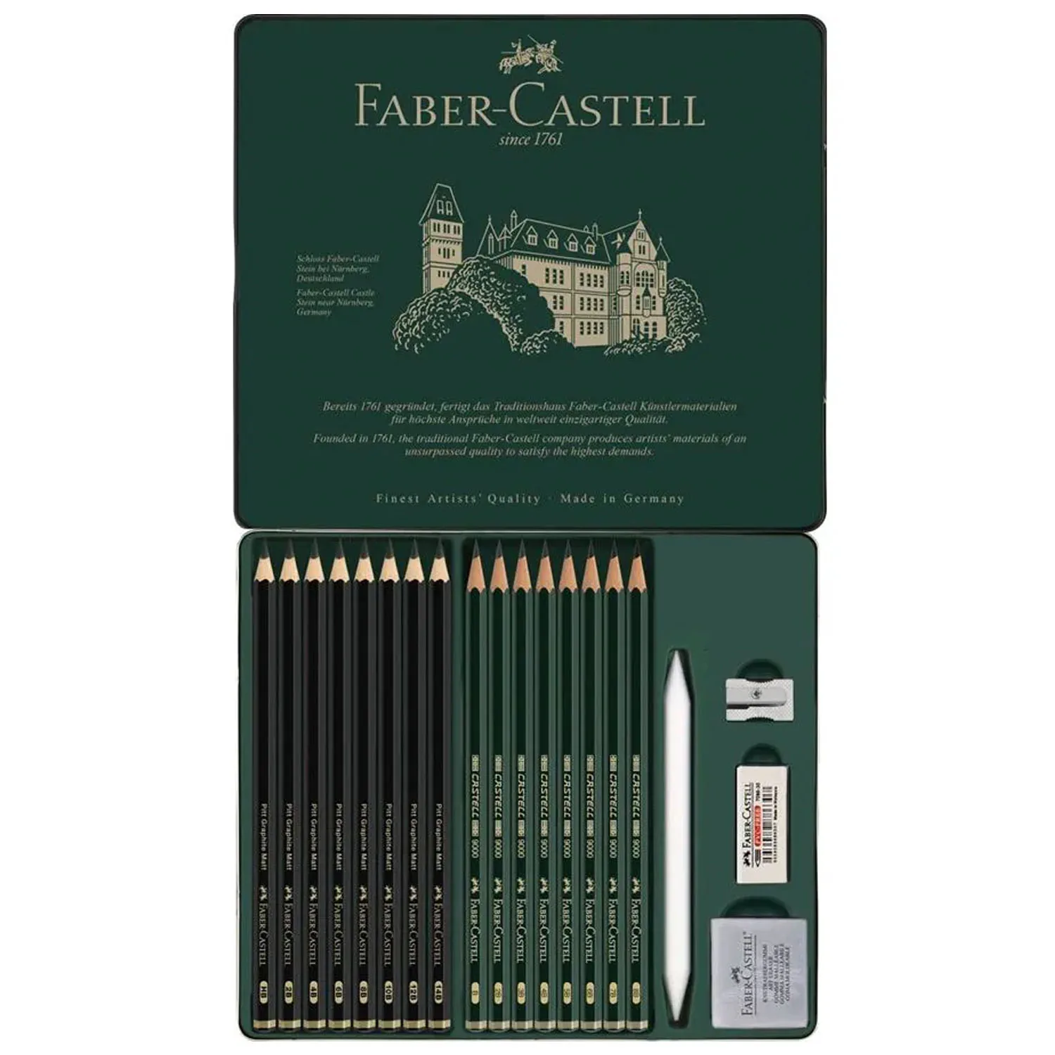 Lápices Grafito Faber-Castell Mate & Castell 9000 (20 pzas)