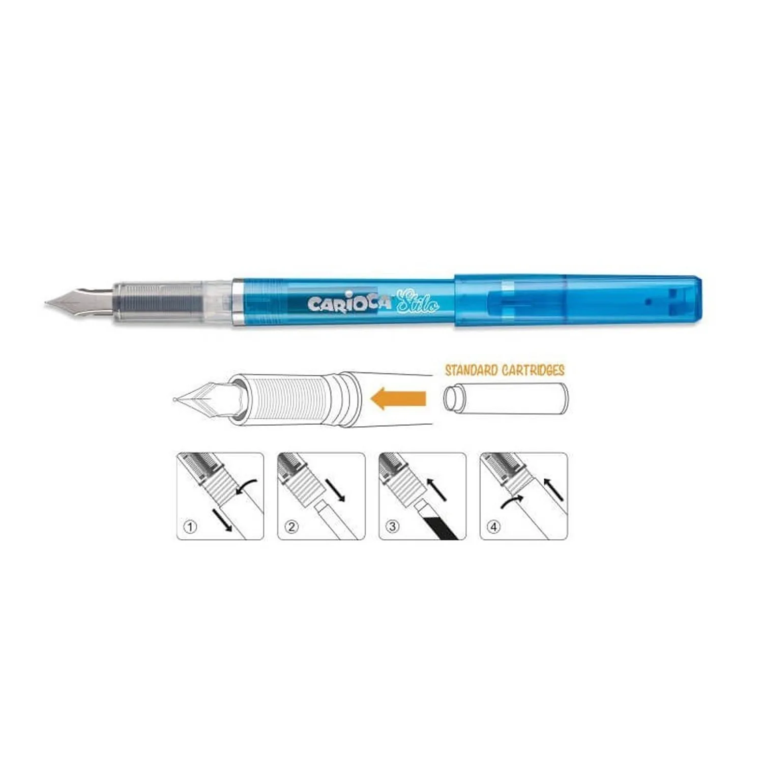 Pluma Estilográfica Carioca + 2 Cartuchos Tintas