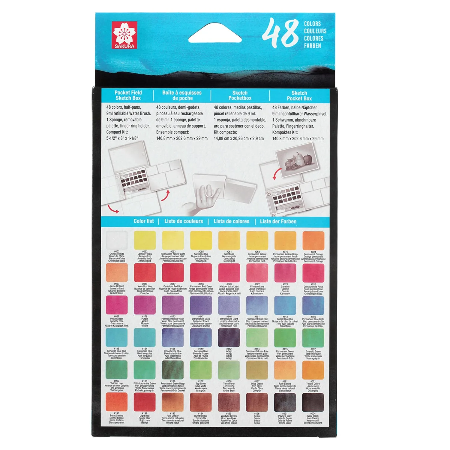 Sakura Koi Acuarela + Waterbrush 48 Colores