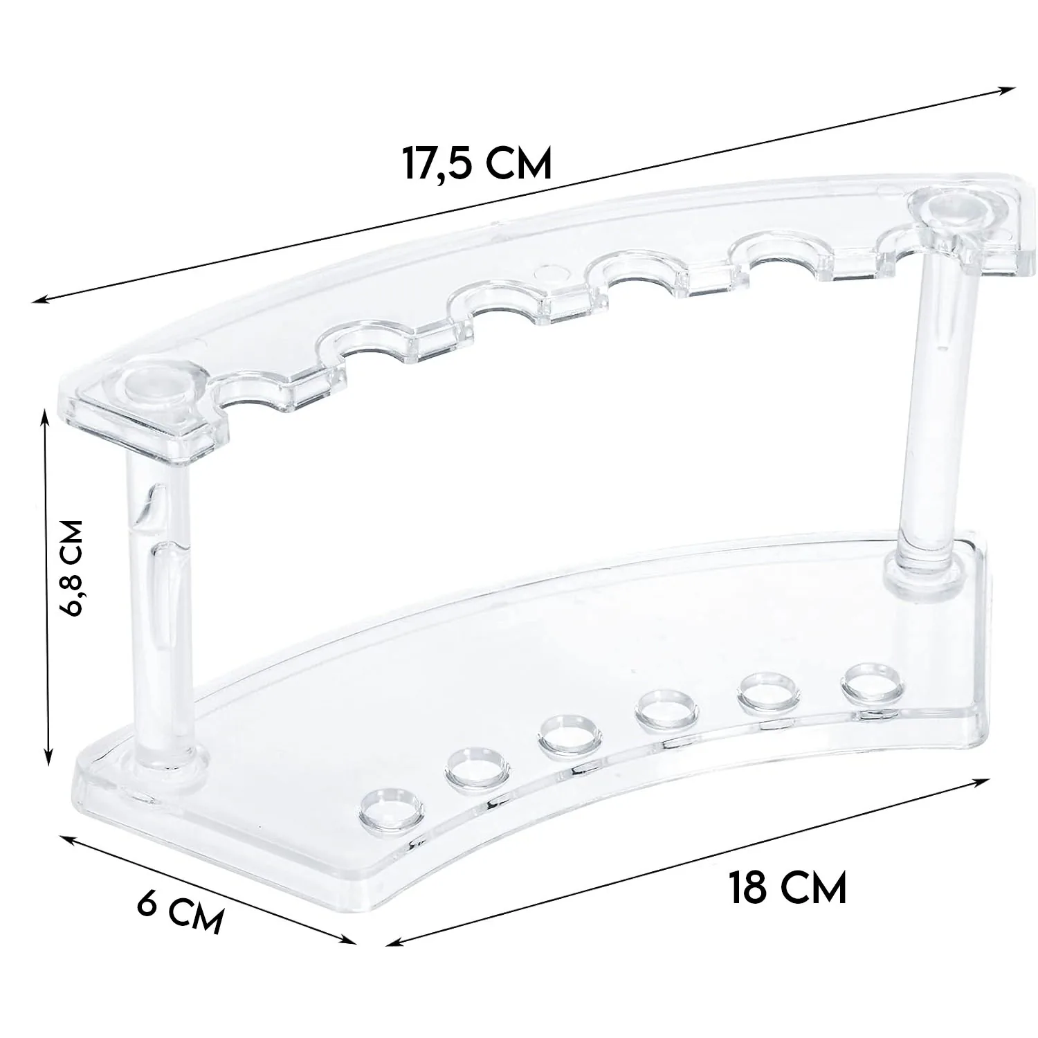 Exhibidor Acrilico Renart 18x7x8cm cm 6 Espacios Vertical 1.5 cm ø