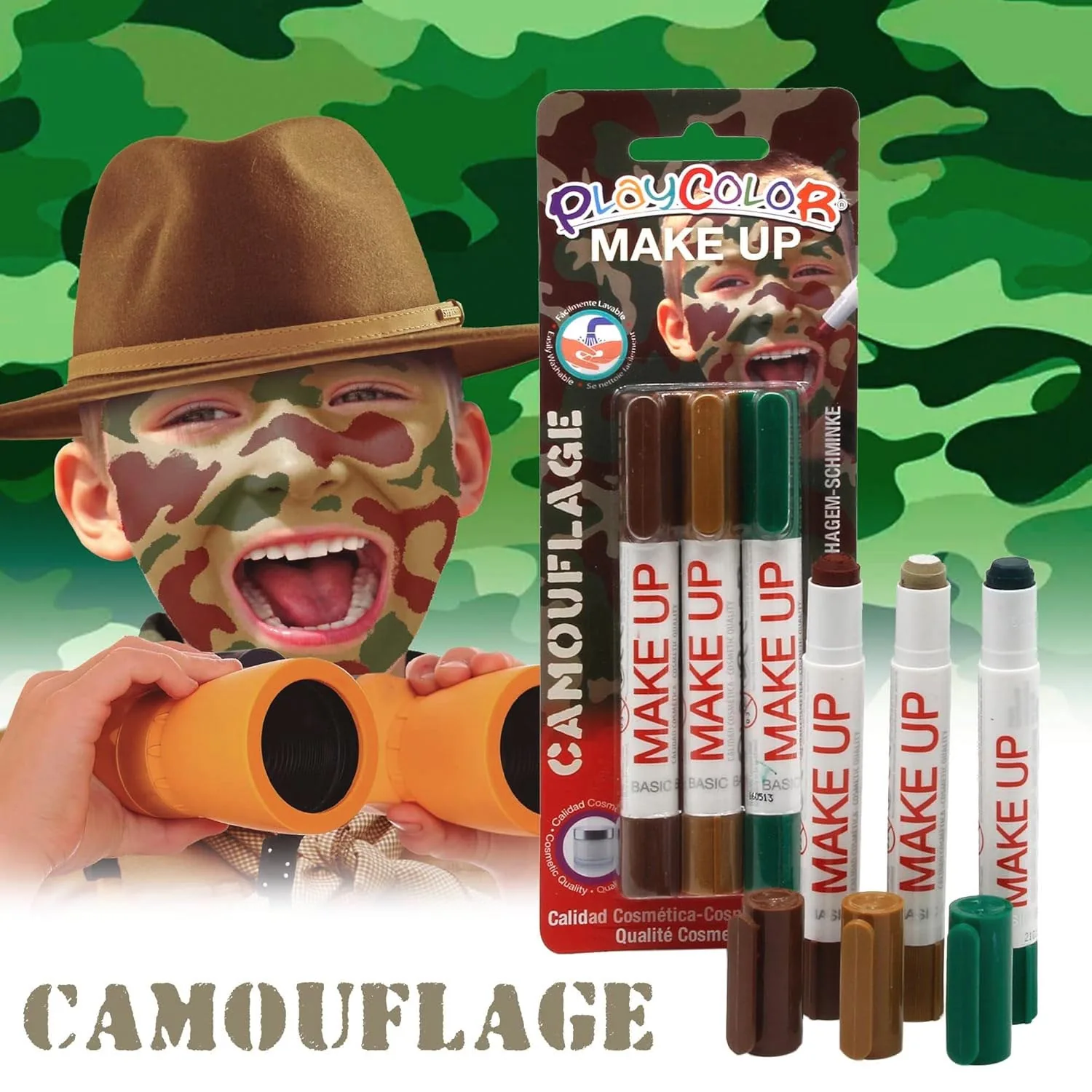 Maquillaje Temático Camuflaje Instant 3 uds.