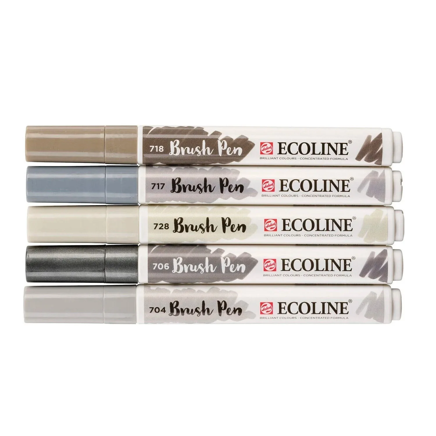 Set Plumones Punta Pincel Ecoline (5 Colores Grises)