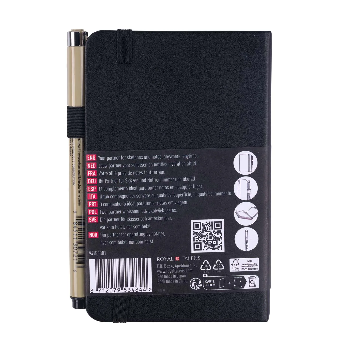 Sketchbook Sakura Hoja Blanco 9x14 cm Negro + Pigma Micron PN Negro