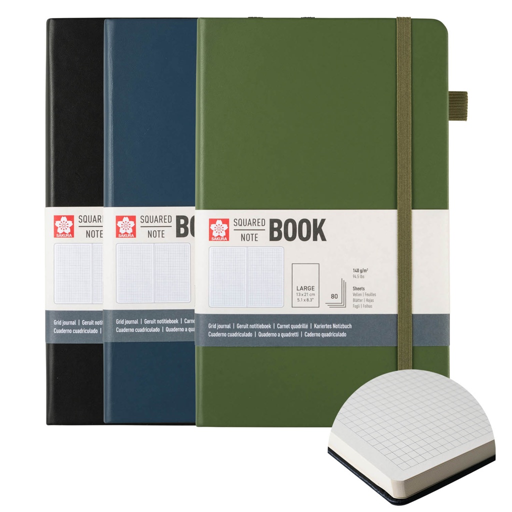 Libreta Sakura Hoja Crema con Cuadros 13x21cm