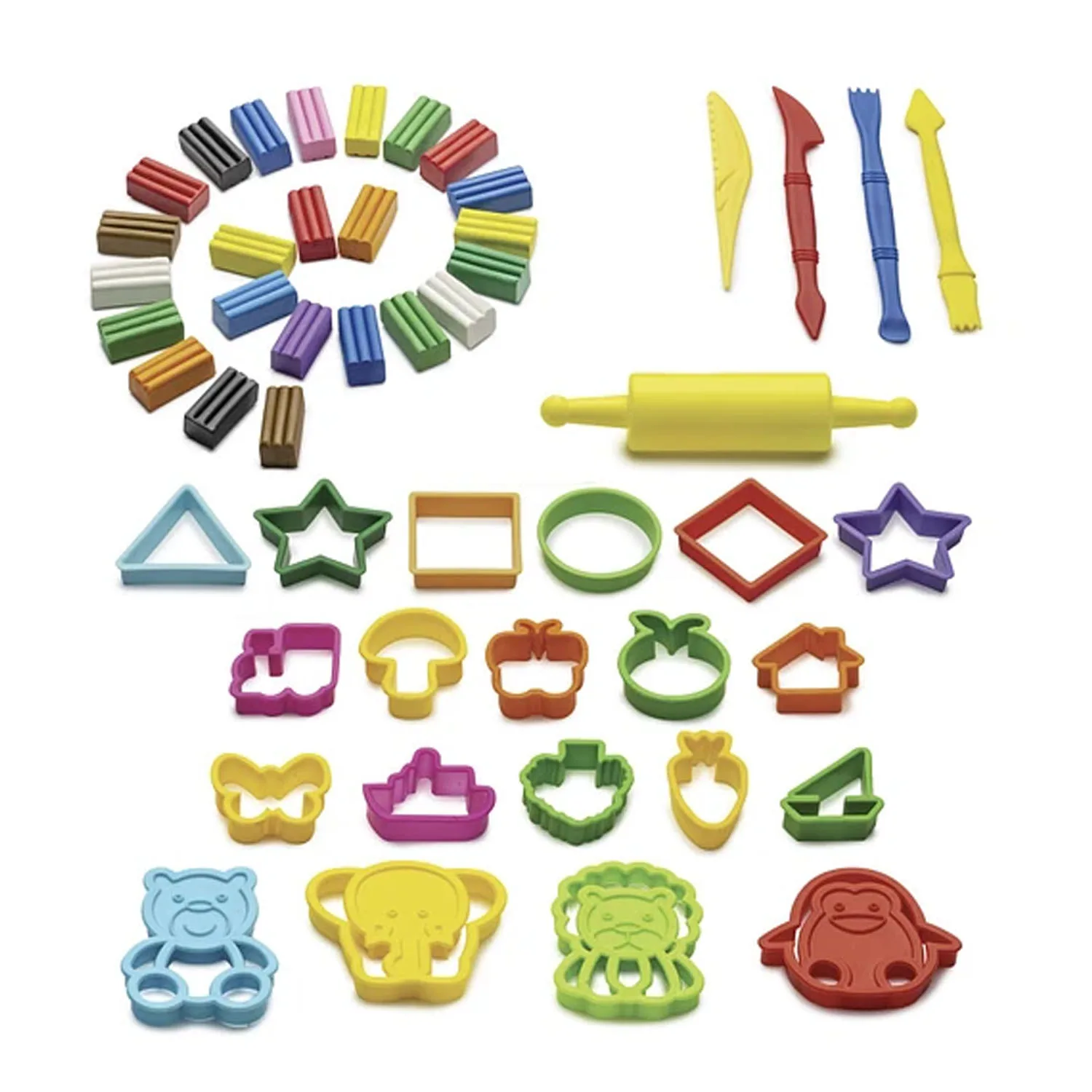 Set Plasticina Carioca 12 colores 400gr + Herramientas de molde