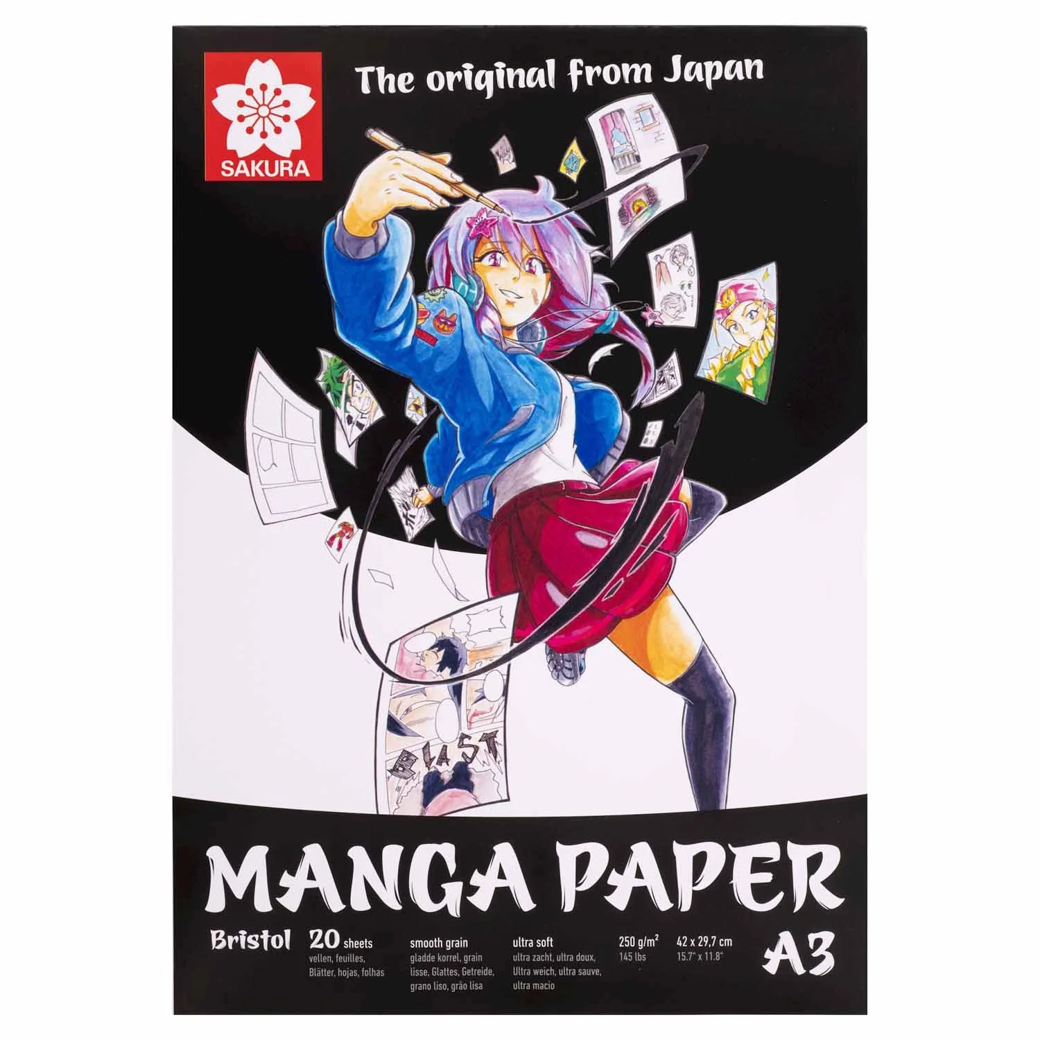 [99MANPADA3] Block Papel Bristol Sakura A3 (29.7x42cm) 250gr. 20hj