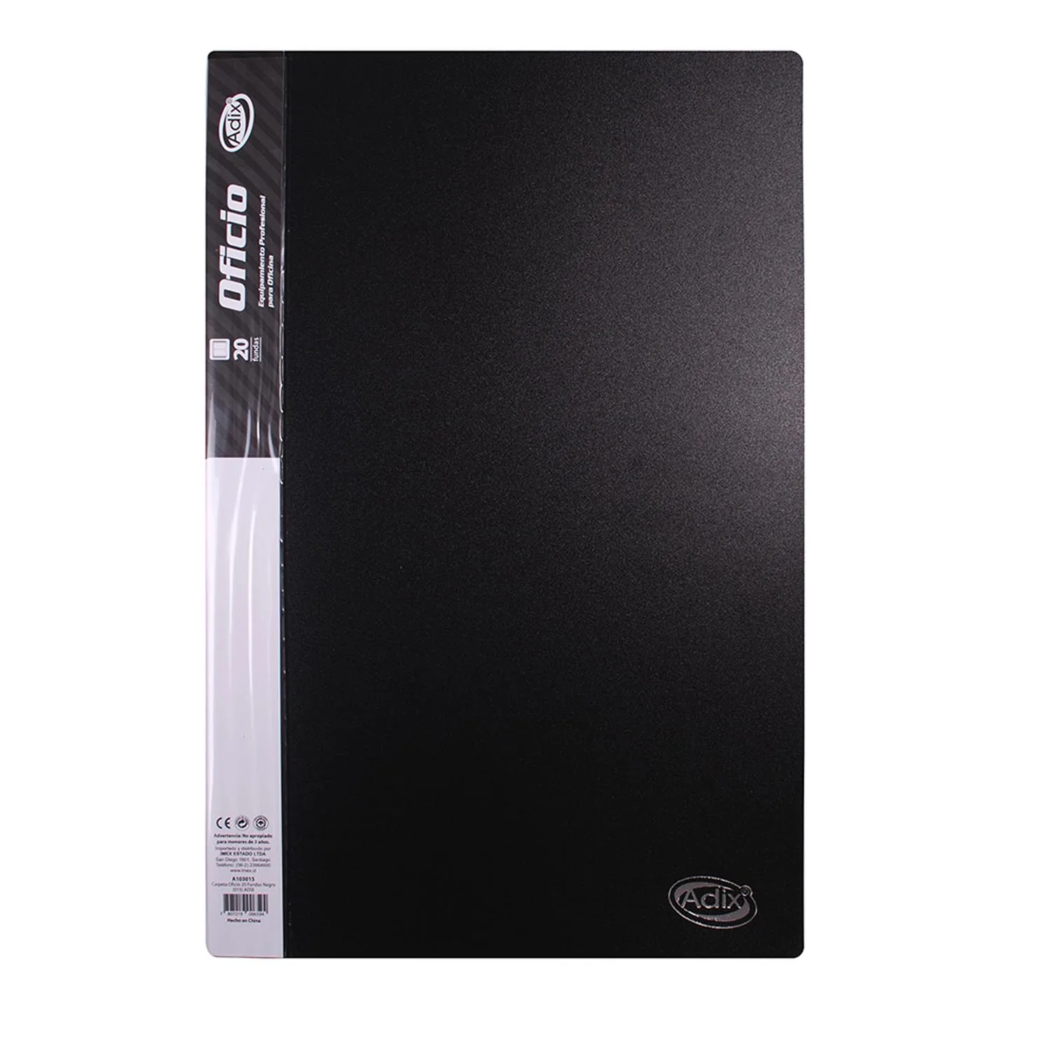 Carpeta Adix con 20 Fundas Color Negro (Oficio)