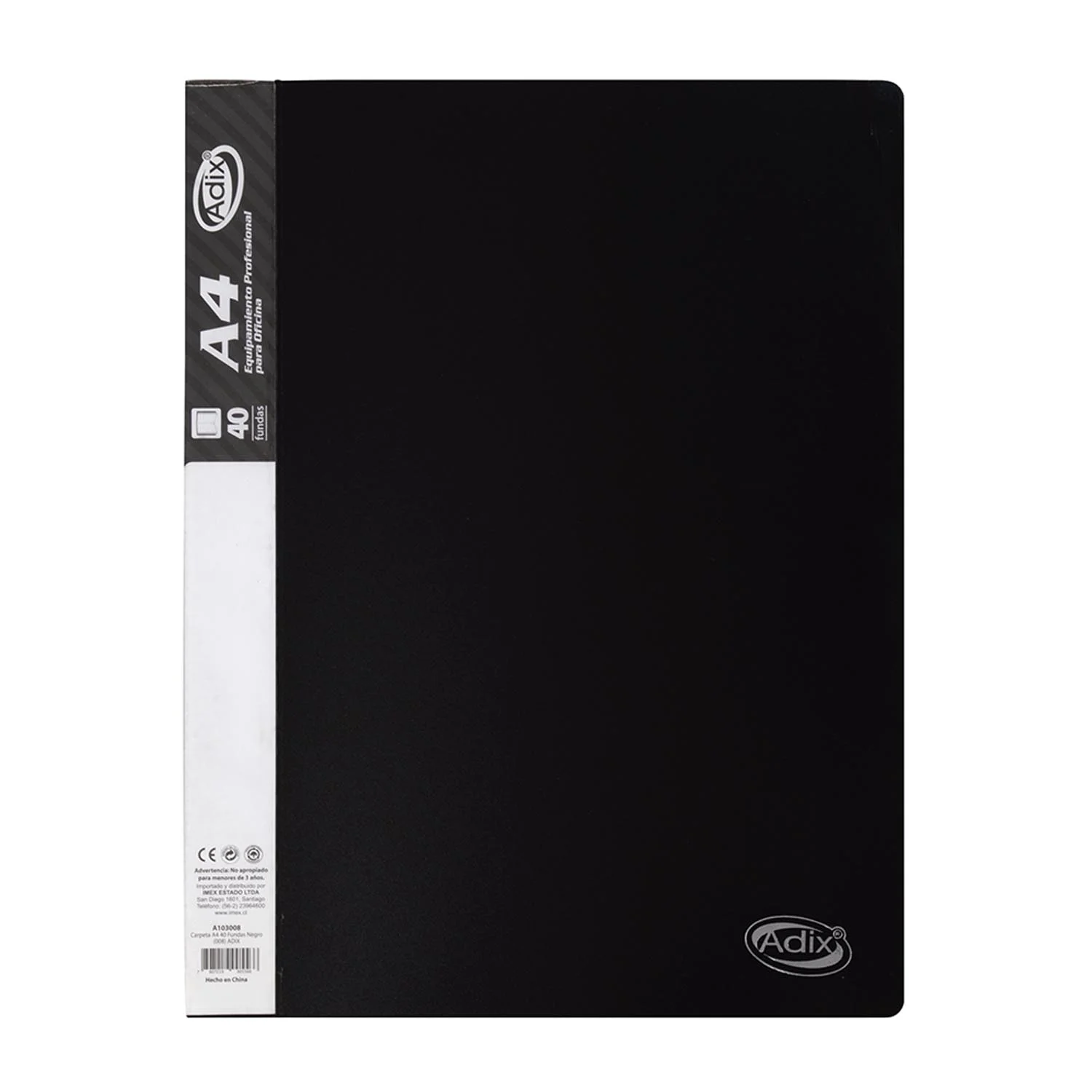 Carpeta Adix con 40 Fundas Color Negro (A4)
