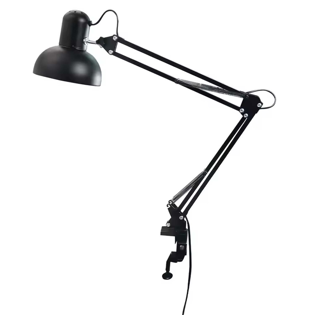 [LABF09715570NEG] Lampara de Escritorio Negra Brazo Flexible con Clip