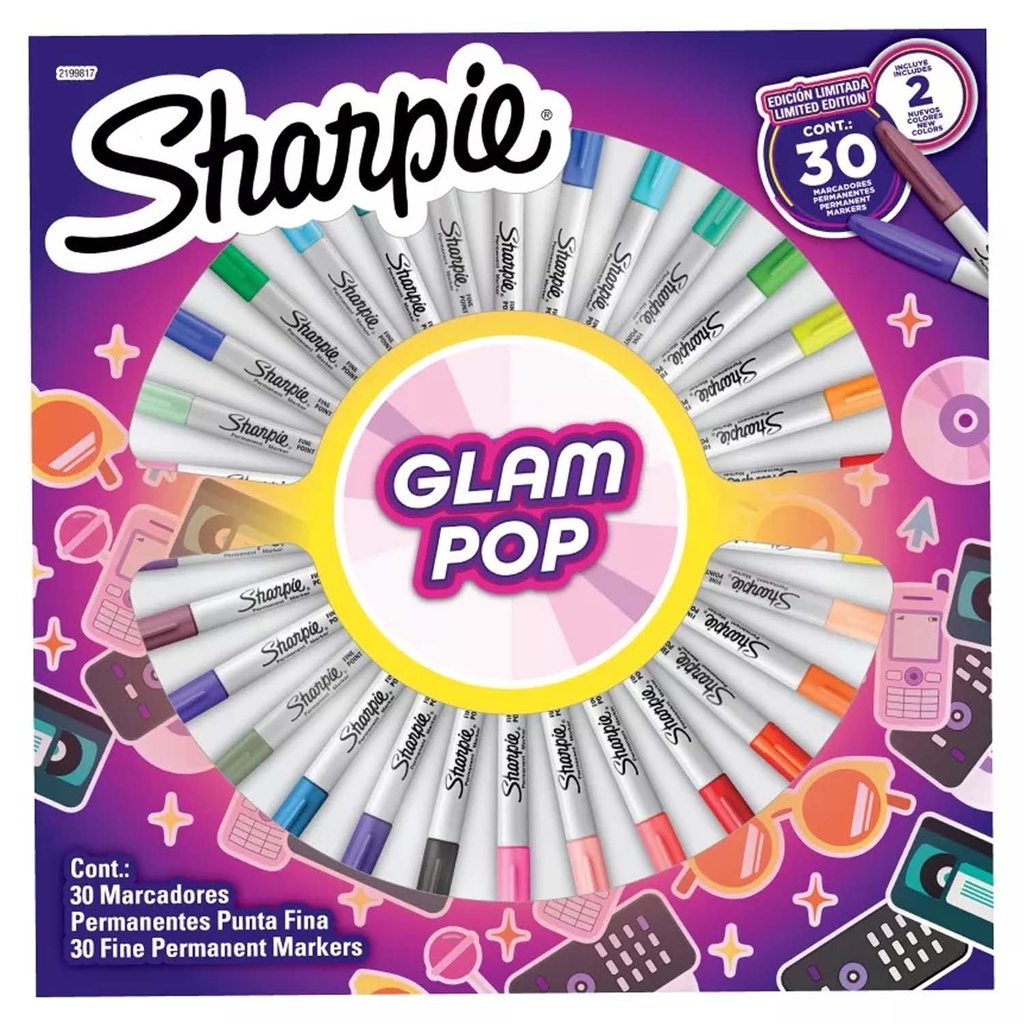 [2199817] Marcador Sharpie Glam Pop 30 Colores Permanente