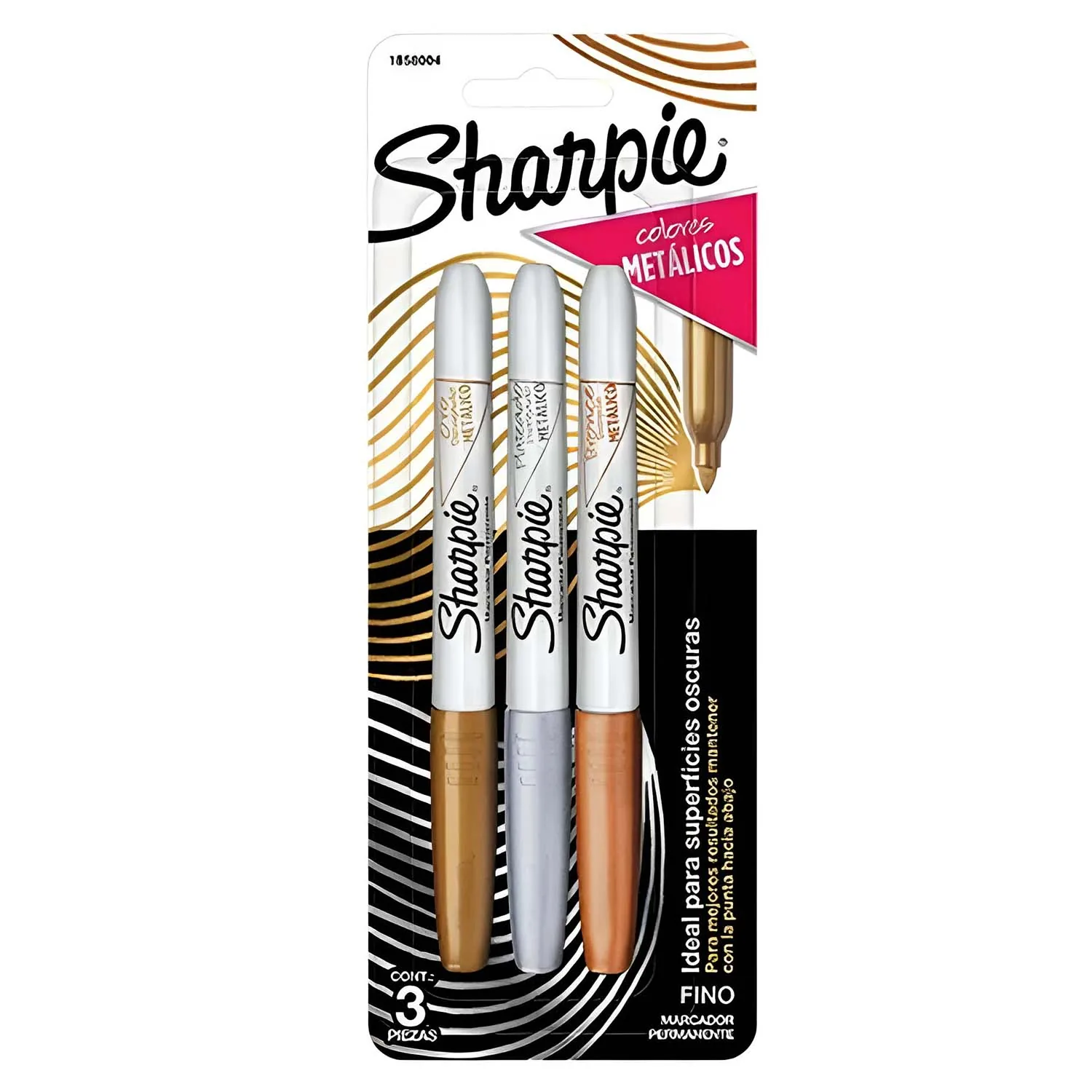 [1858004] Set 3 Marcadores Sharpie Permanente Punta Fina Metálicos