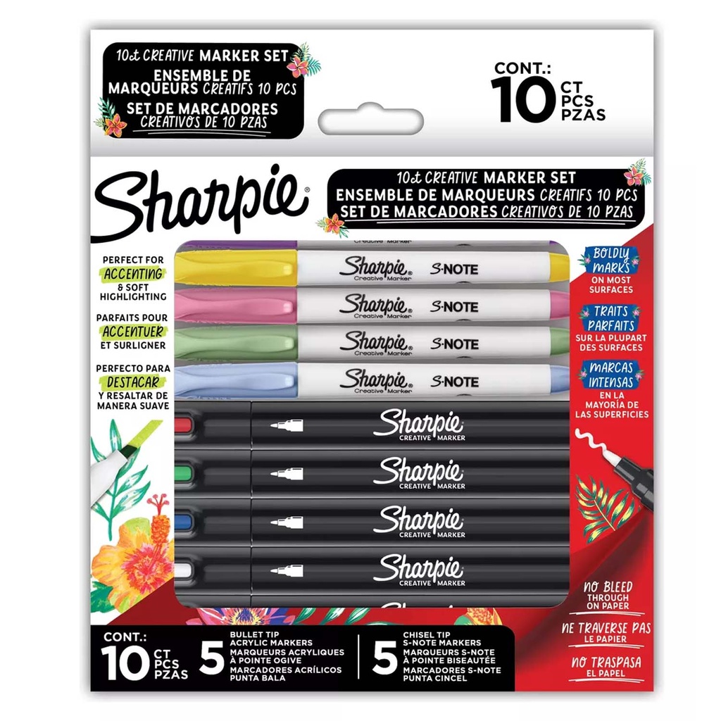 [2205174] Set Marcadores Creativos Sharpie Acrilicos y S-Note 10 Colores