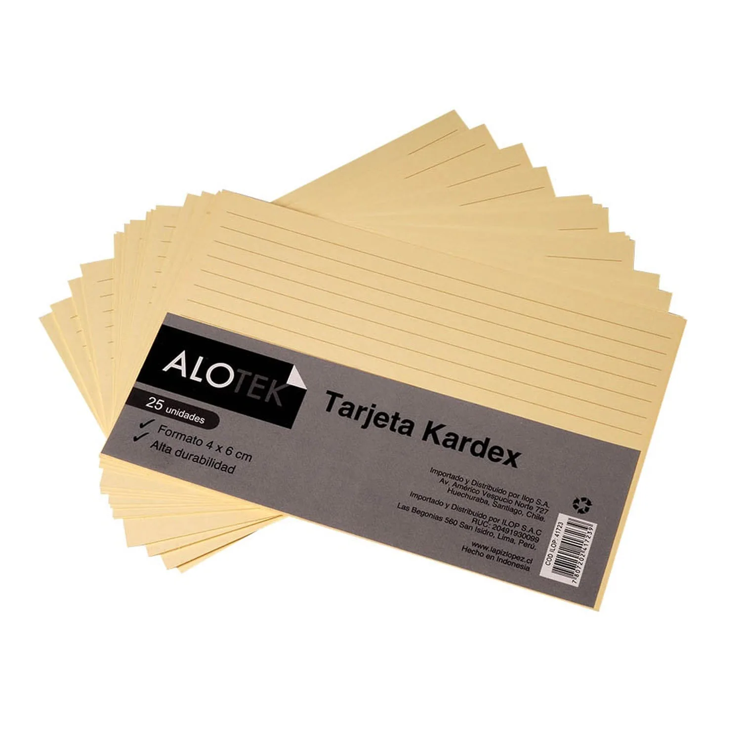 [41722] Tarjeta Kardex Rayado 13x20 cm 25un.