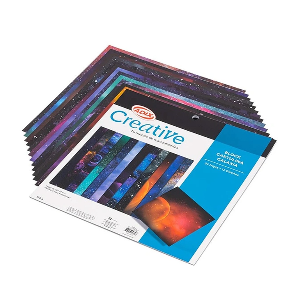 Block Cartulina Adix Diseño Galaxia 30x30cm 180gr. 24hj