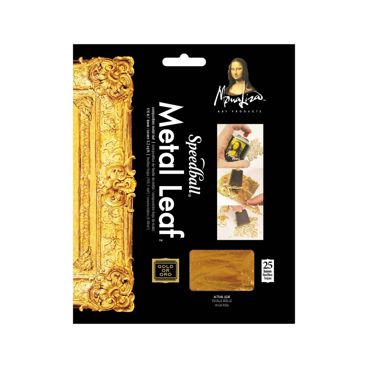 [10204] Hojas Metálicas Pan de Oro Mona Lisa14x14cm (25u) (Oro)