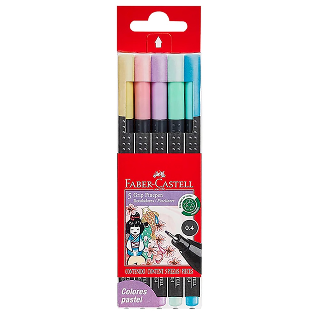 Marcador Faber-Castell Grip Finepen Pastel 5 Colores