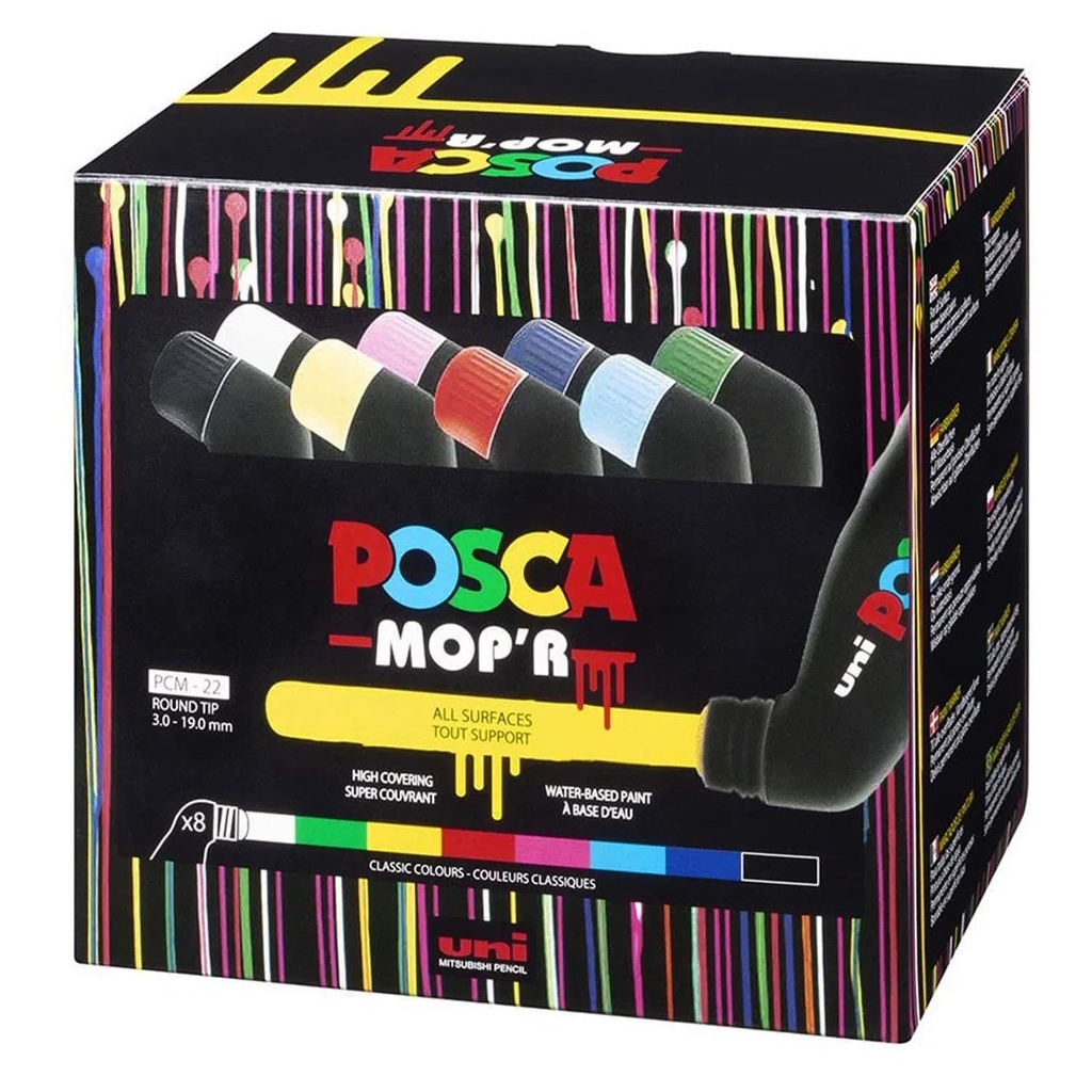 Marcador Posca MOP'R PCM-22 (3 a 19mm) 8 Colores
