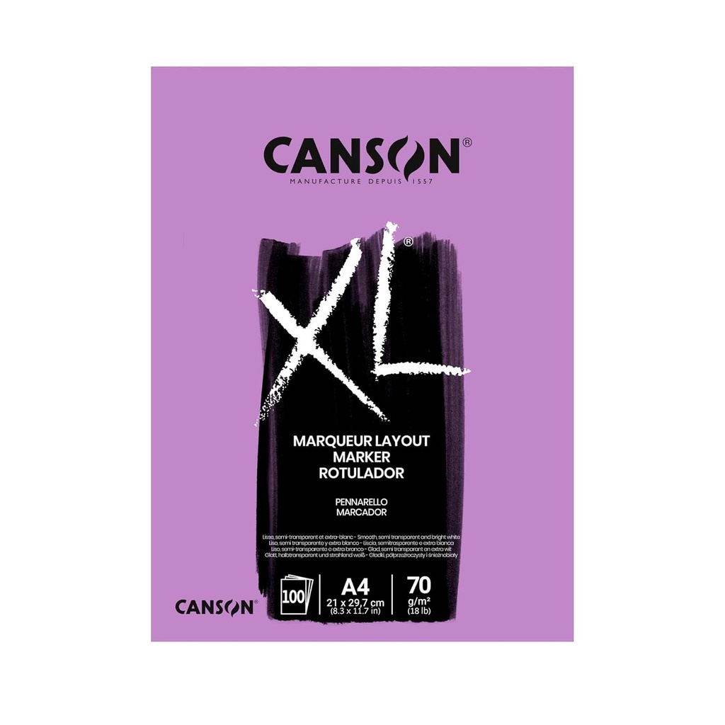 Block Canson XL Marker A4 (21x29.7cm) 70gr. 100hjs