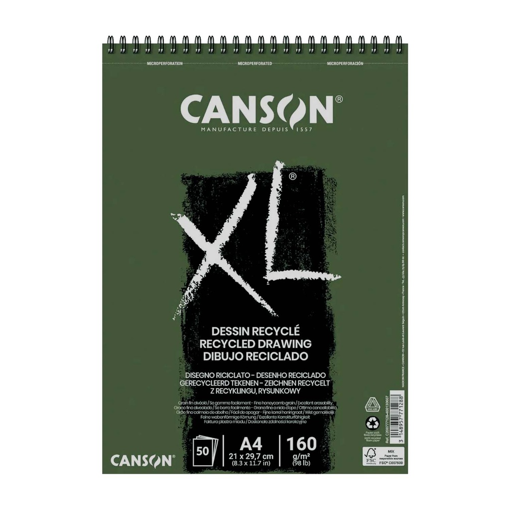 Croquera Canson XL Recycle 160gr 50 hjs A4 (21x29.7cm)