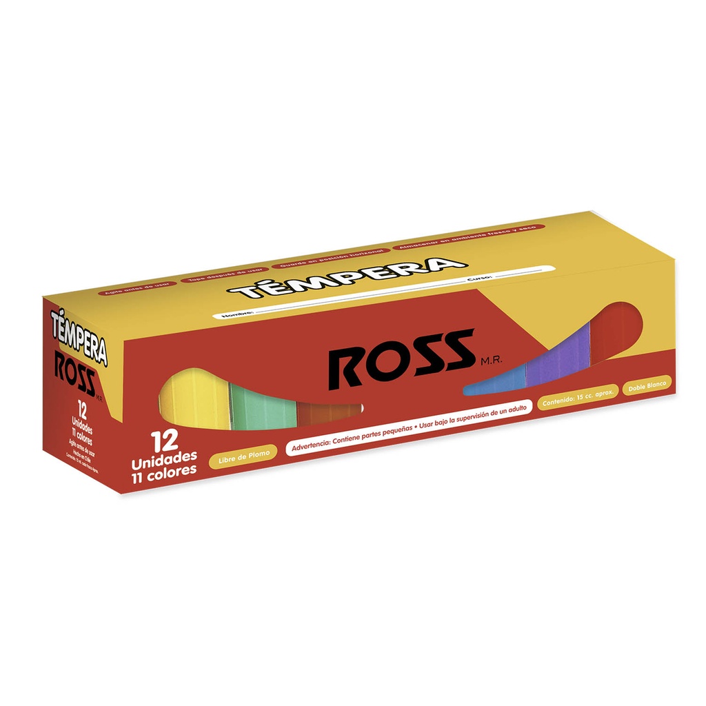 Témpera Escolar Ross 12 Colores 15cc