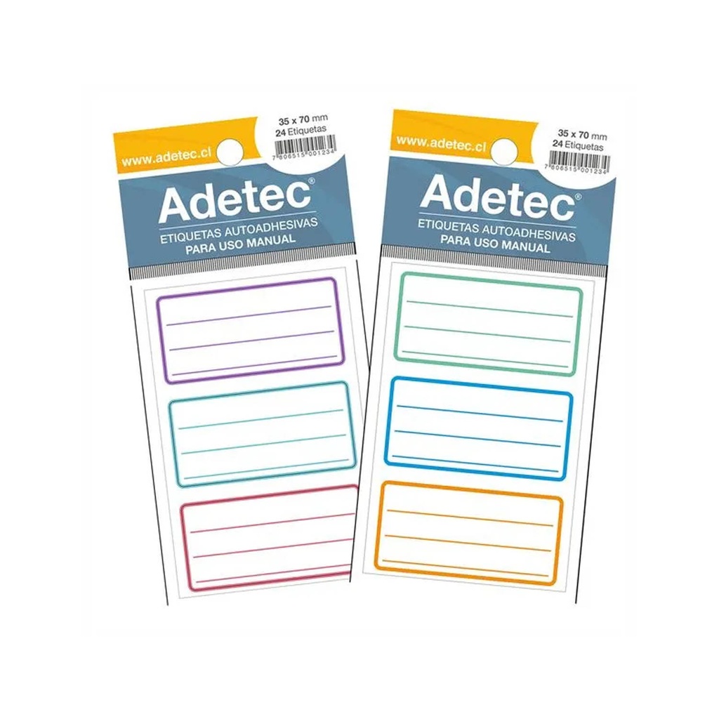 Etiqueta Escolar Para Nombre Tricolores 35x70mm