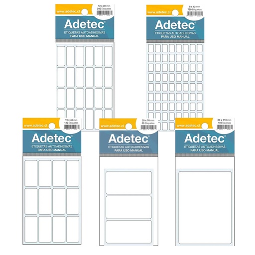 Etiqueta Rectangular Autoadhesiva Adetec Blanco