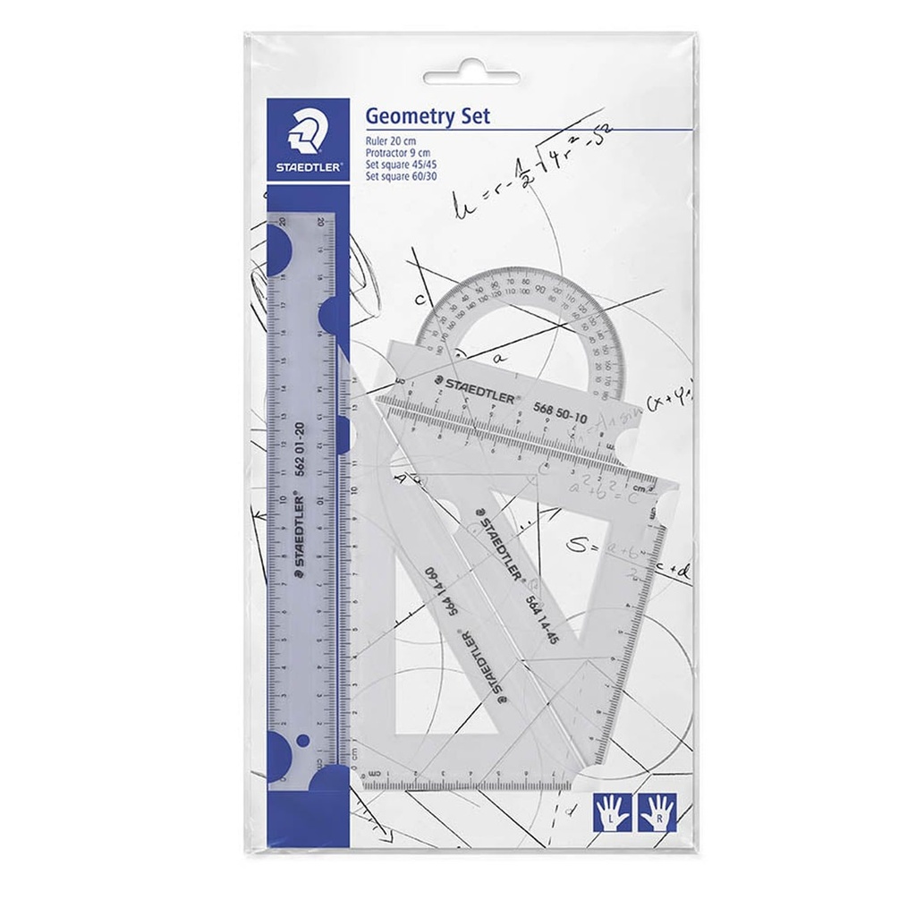Set Geometría Staedtler Transparente 20cm 4 piezas
