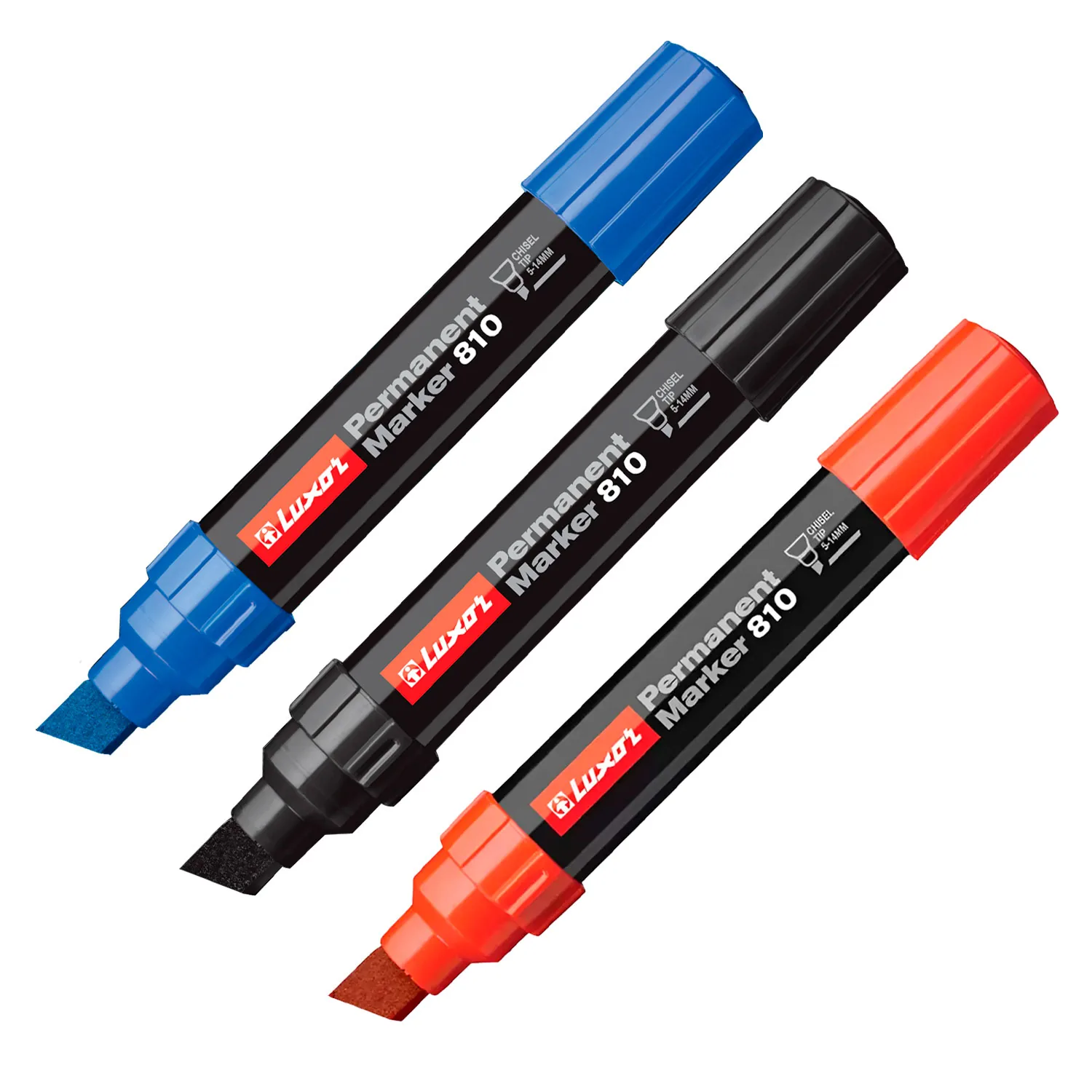 [#810-R] Marcador Permanente Luxor Punta Biselada Gruesa Jumbo (Rojo)