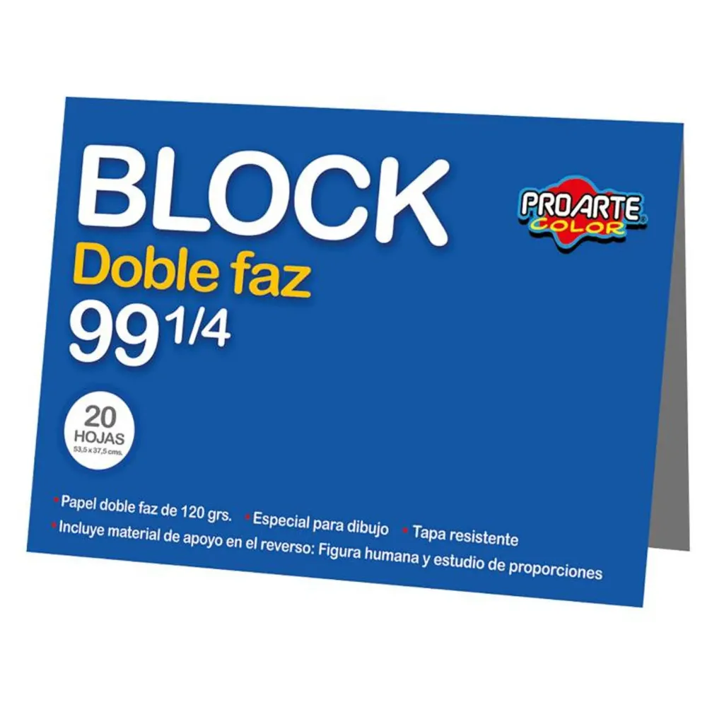 [12402-8] Block de Dibujo Proarte N°99 Doble Faz 1/4 Pliego