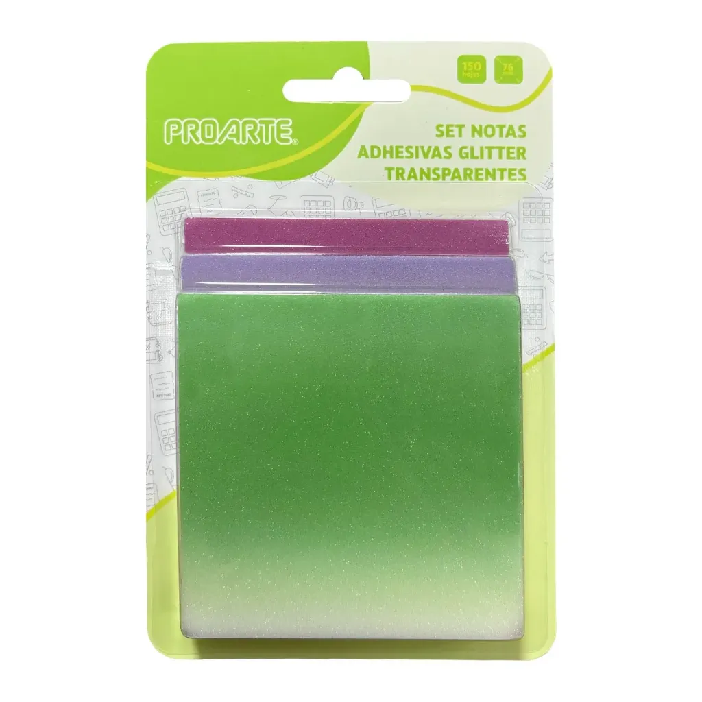 [39173-5] Set Notas Adhesivas Glitter Transparentes 3 uds.