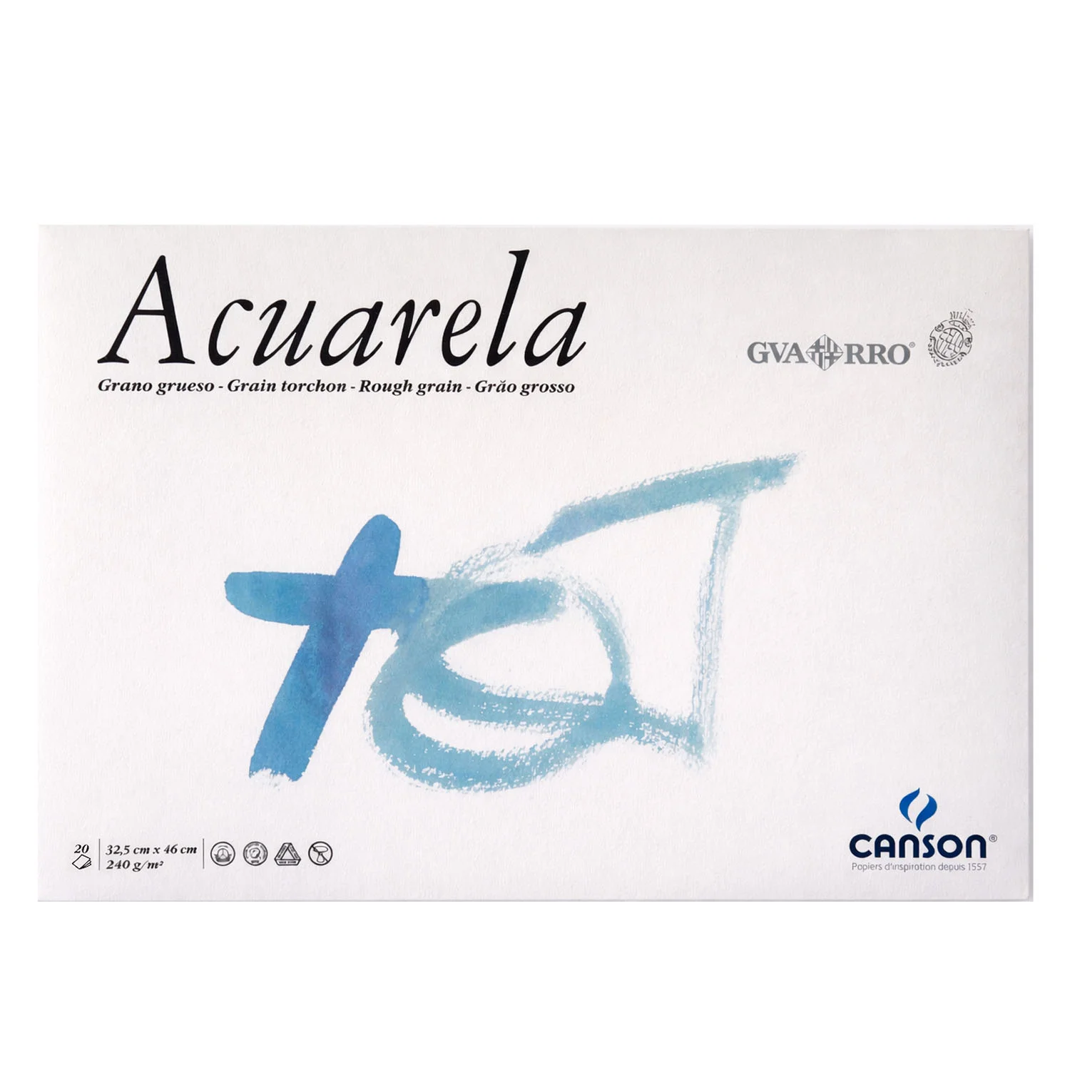 [C200400720] Block Acuarela Canson Guarro 32.5x46cm 240gr Grano Grueso 20 Hjs.