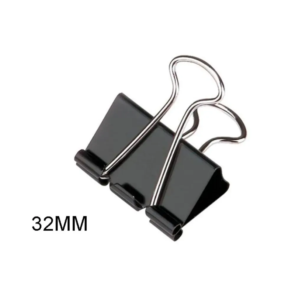 Apretador Doble Para Papel Hand Color Negro 32mm