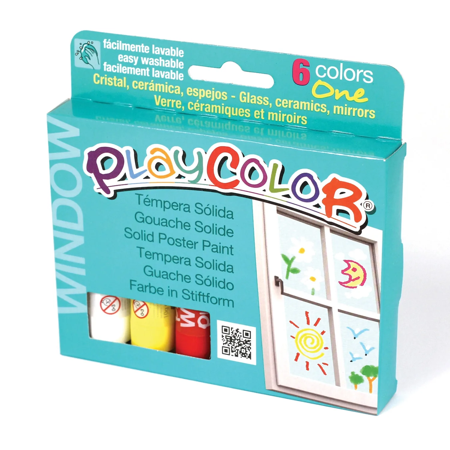 [02001] Témpera Sólida para Vidrios Playcolor Window 6 Colores