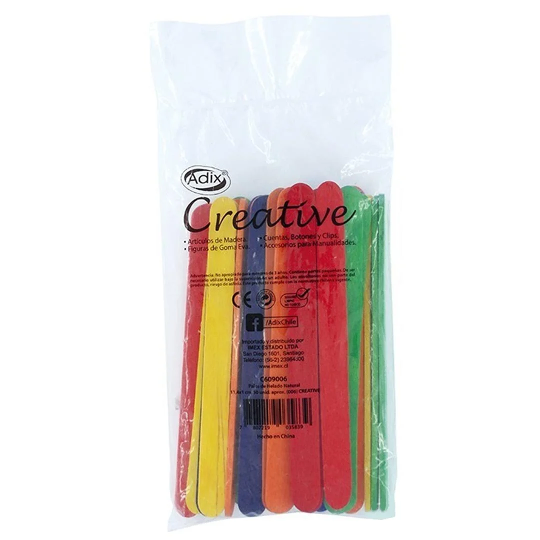 [C609007] Palitos de Helado Adix Colores Surtidos (50ud)