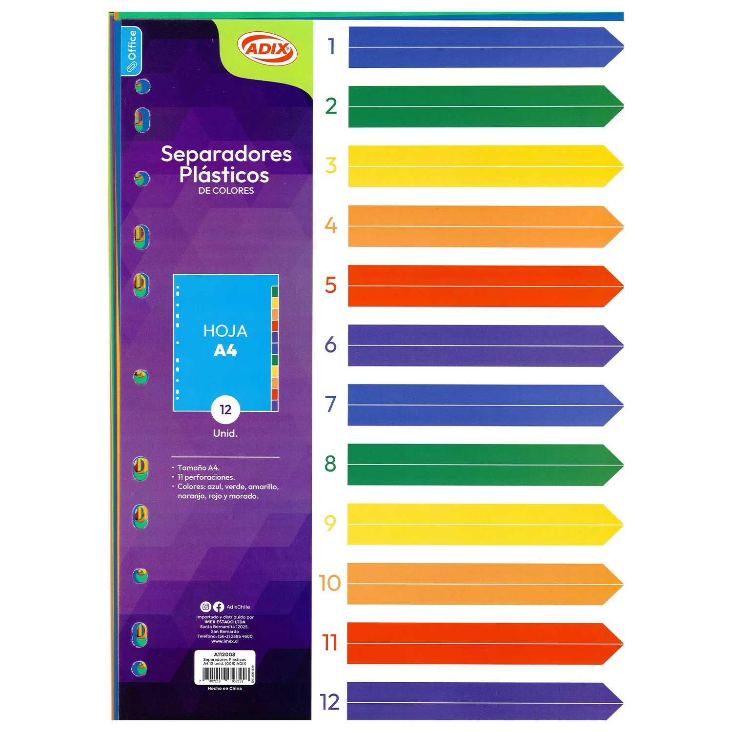 [A112008] Separadores Plásticos Tamaño A4 Adix (12ud)