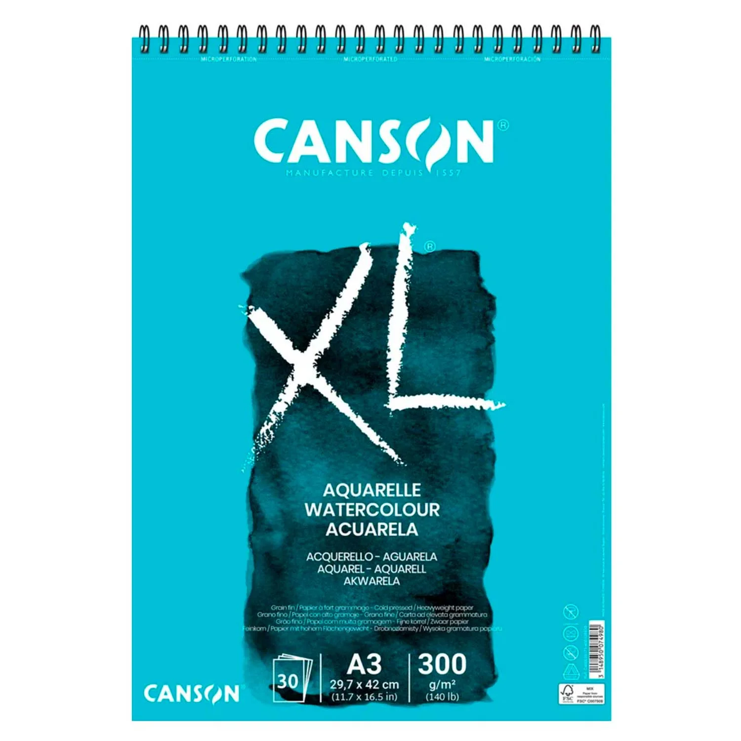 [39171] Croquera Canson XL Aquarelle 300gr 30 hjs A3 (29.7x42cm)