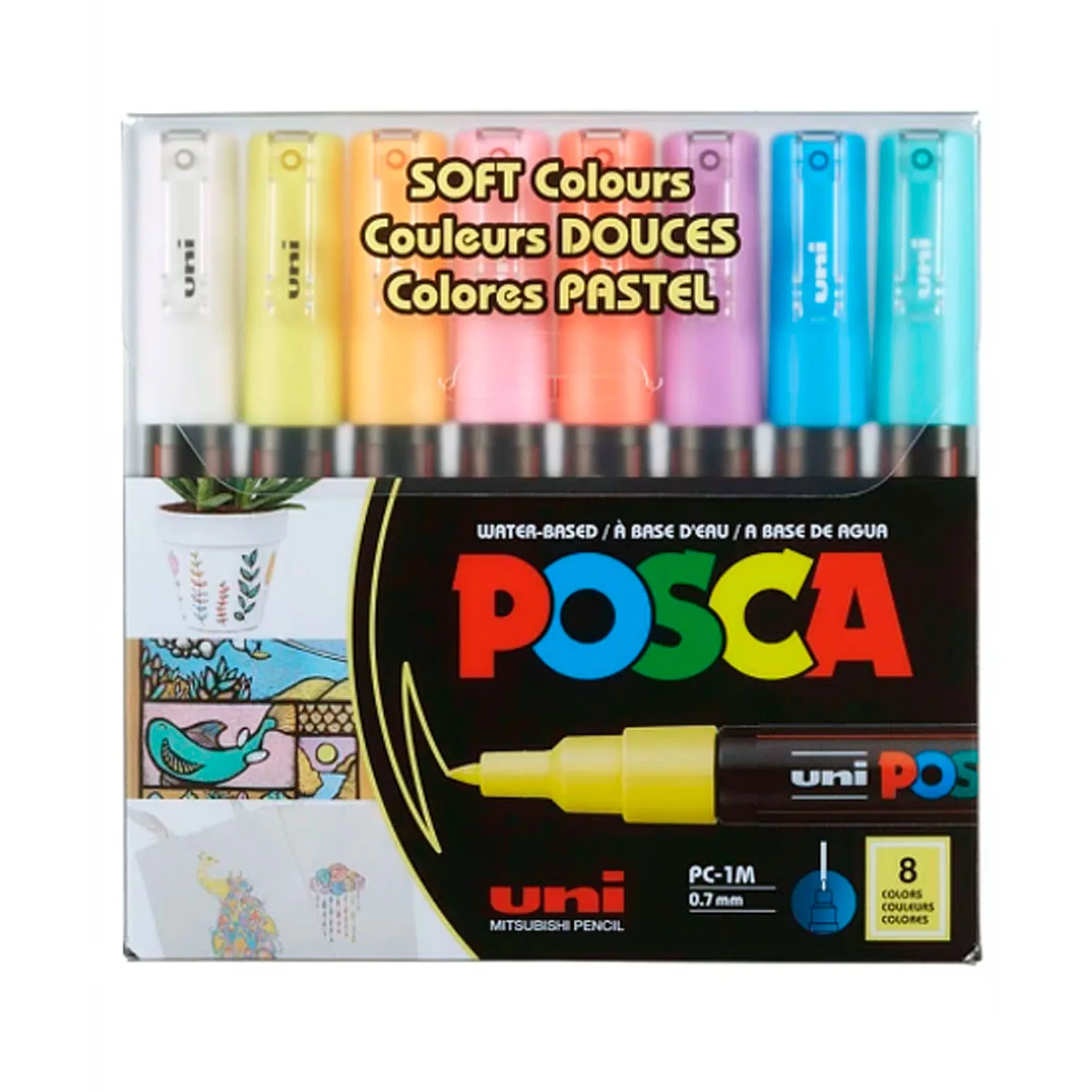 Marcador Uni Posca set 8 Colores Pastel 1M (0.7mm)