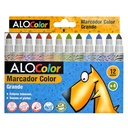 Plumon Escolar Alo 12 Colores Grandes