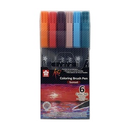 [XBR-6F] Set Plumones Acuarelables Sakura Koi 6 Colores Puesta de Sol