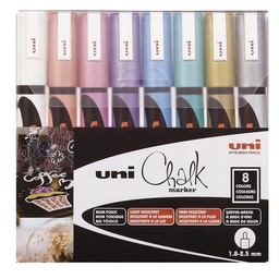 [186209] Marcador Tiza Liquida Uni-Ball UniChalk 8 Colores Metálico 5M