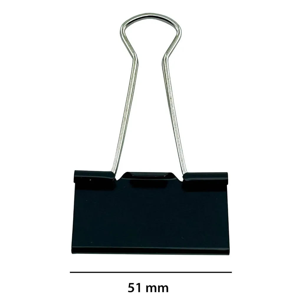 [#9051] Apretador Doble Para Papel Hand Color Negro 51mm