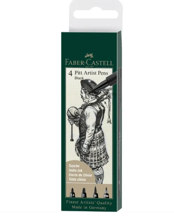 [167153] Set de rotuladores Faber-Castell Negro 4 puntas Pitt Artist Pen