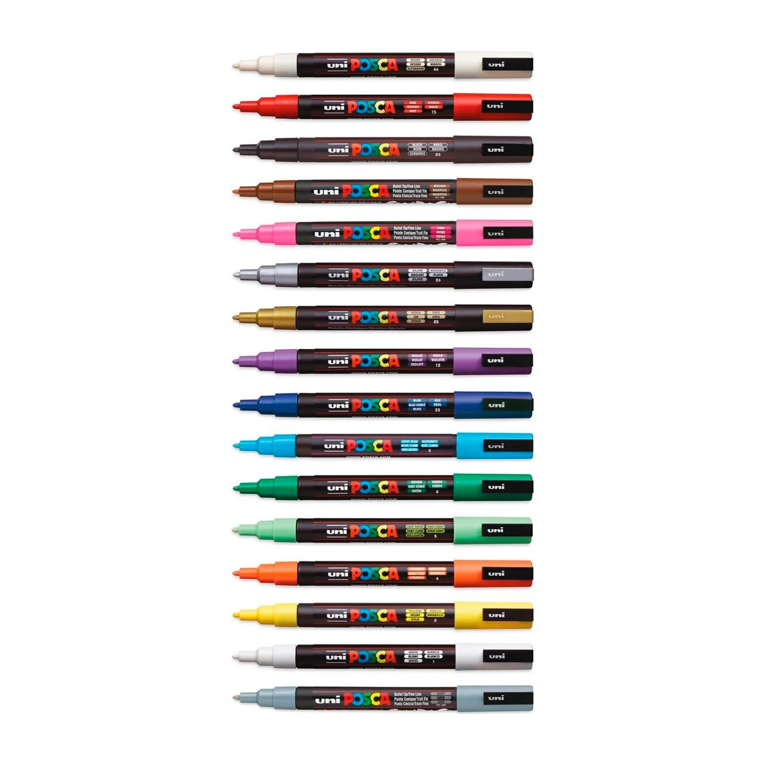 Marcador Uni Posca 16 Colores 3M (0.9 mm-1.3mm)