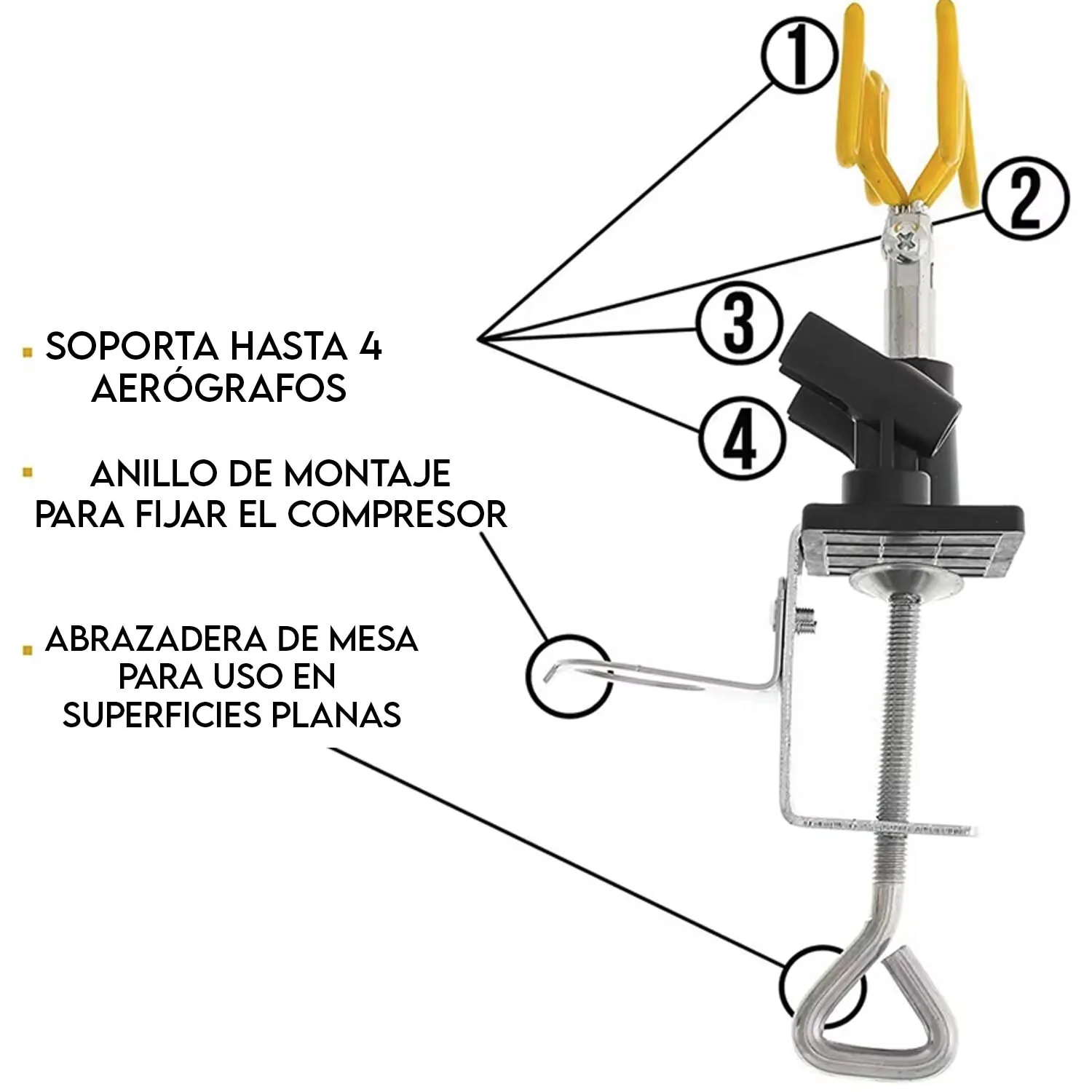 Soporte Aerógrafo Renart Metálico 4 Espacios