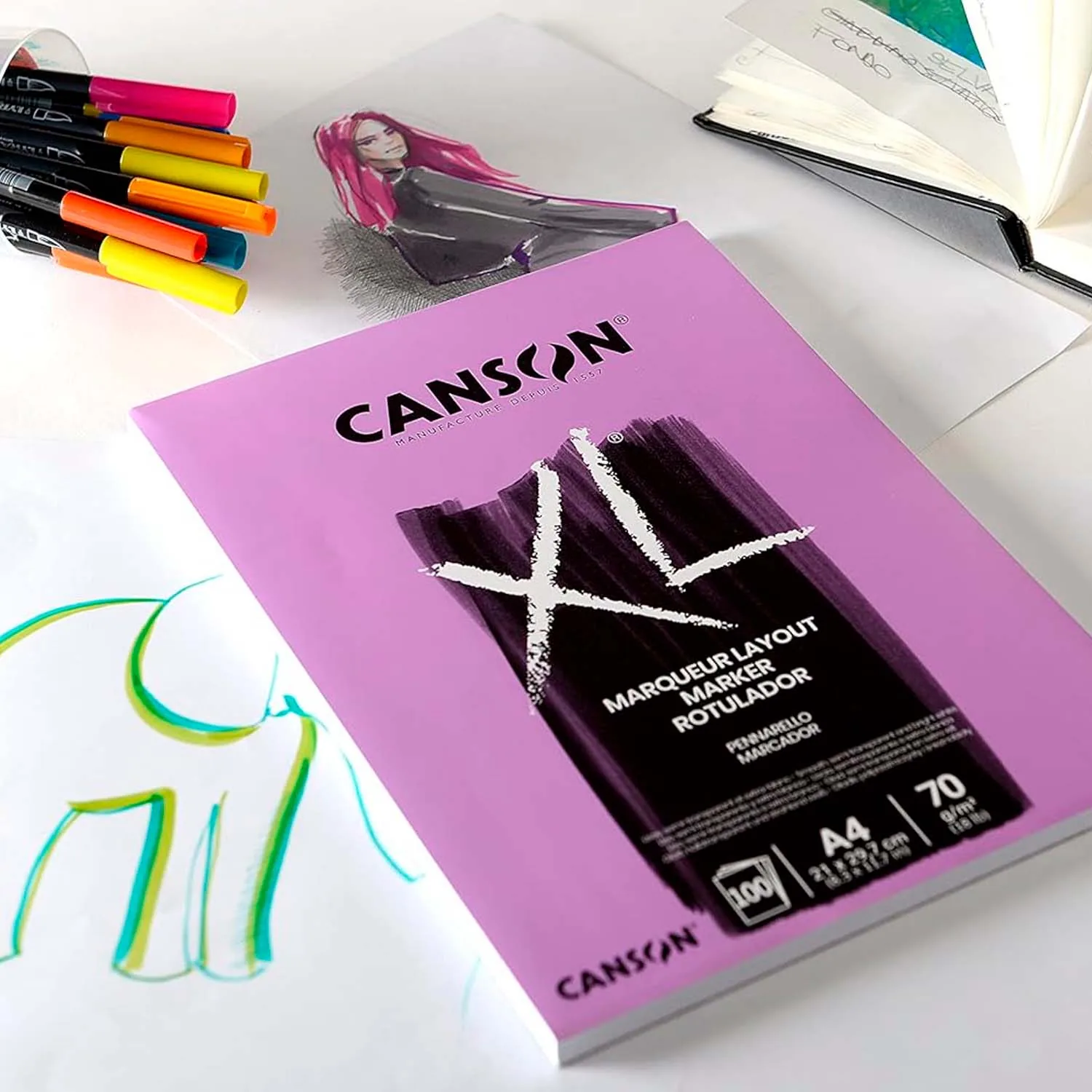 Block Canson XL Marker A4 (21x29.7cm) 70gr. 100hjs
