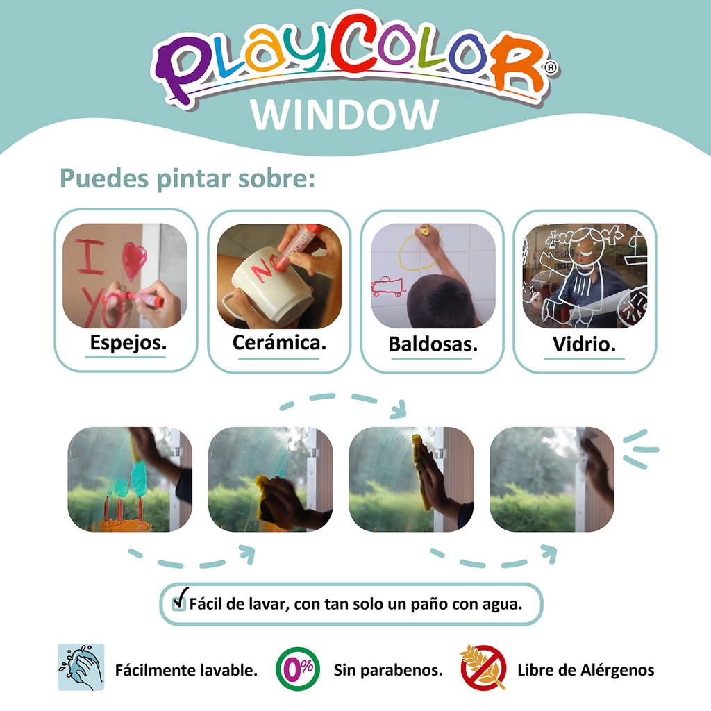 Tempera Solida Vidrio Playcolor 6 colores