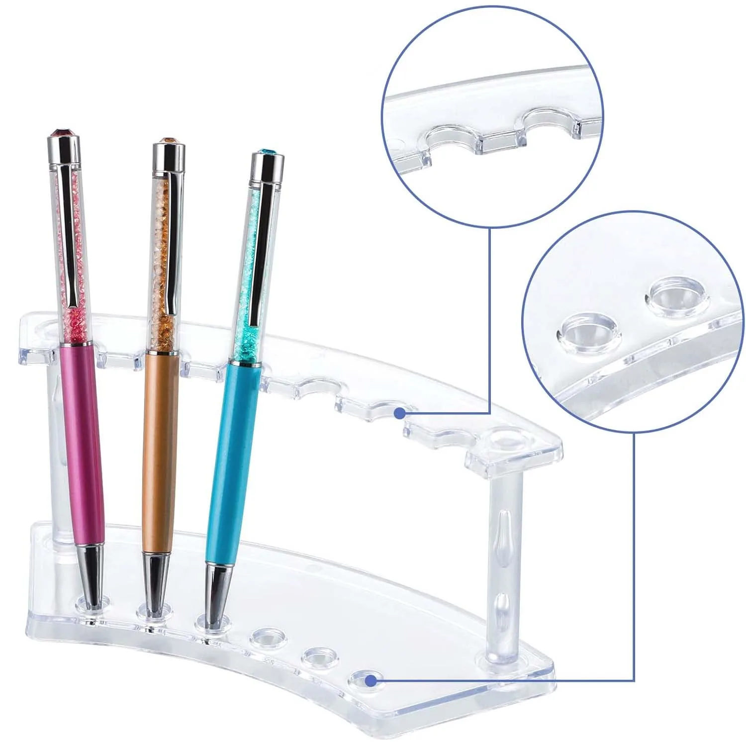 Exhibidor Acrilico Renart 18x7x8cm cm 6 Espacios Vertical 1.5 cm ø