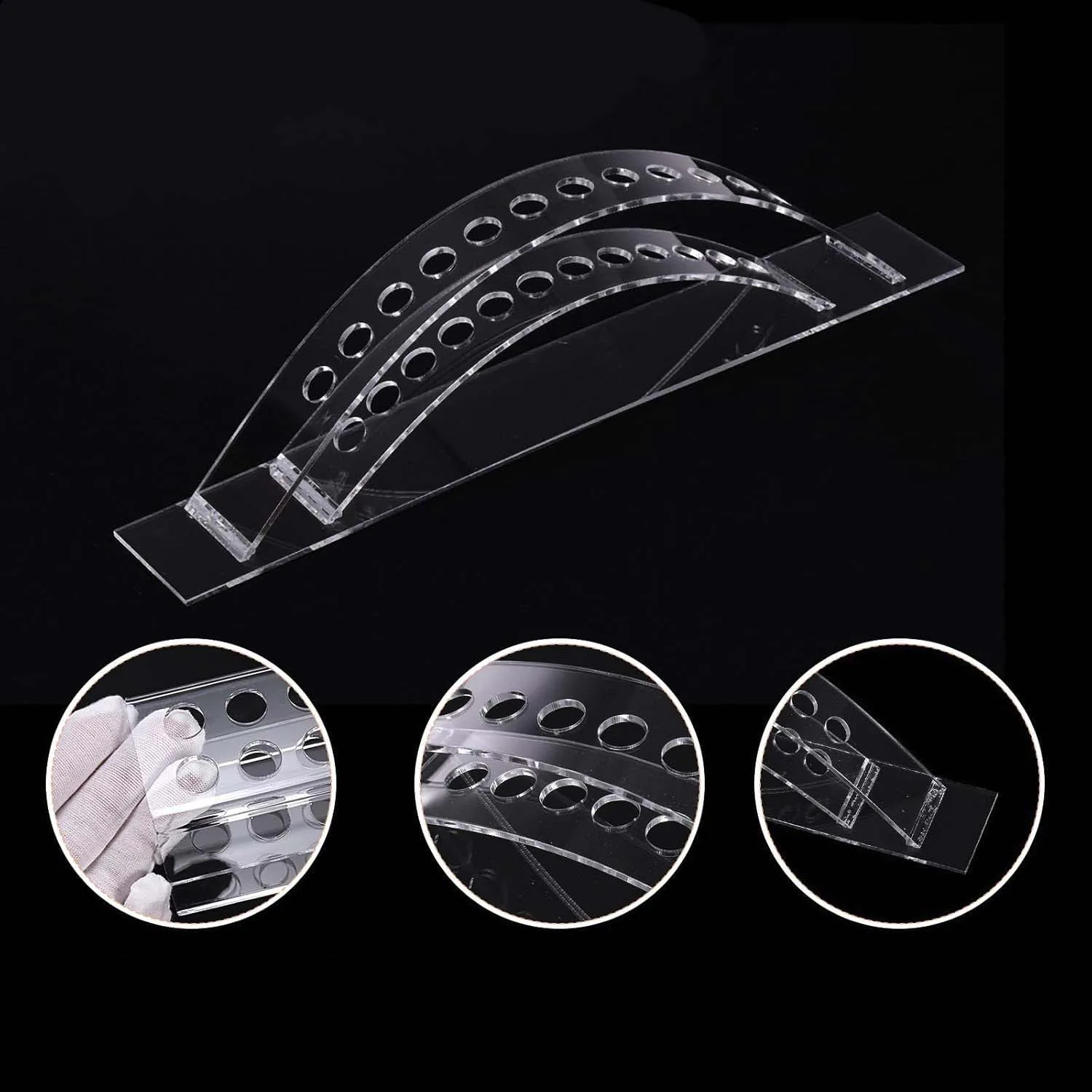 Exhibidor Acrilico Renart 30x8x4.5 cm 12 Espacios Vertical Abanico 1.2 cm ø