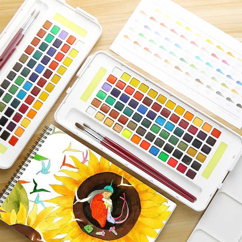 Set Acuarelas en Pastillas Koi 48 colores con water brush